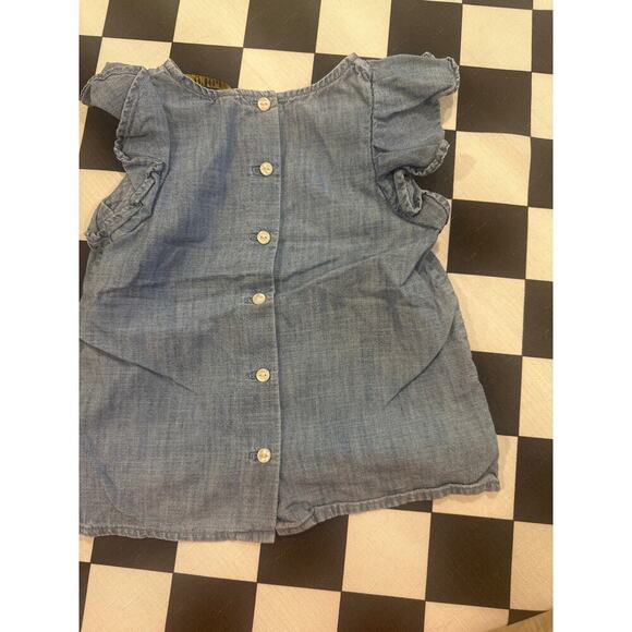 Toddler girls Polo Ralph Lauren 100% cotton ruffled top Jean color buttons 2T - Picture 6 of 6